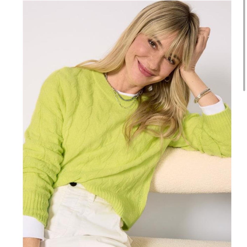 Evereve Bridget Cableknit Sweater in  Neon Yellow - XS
